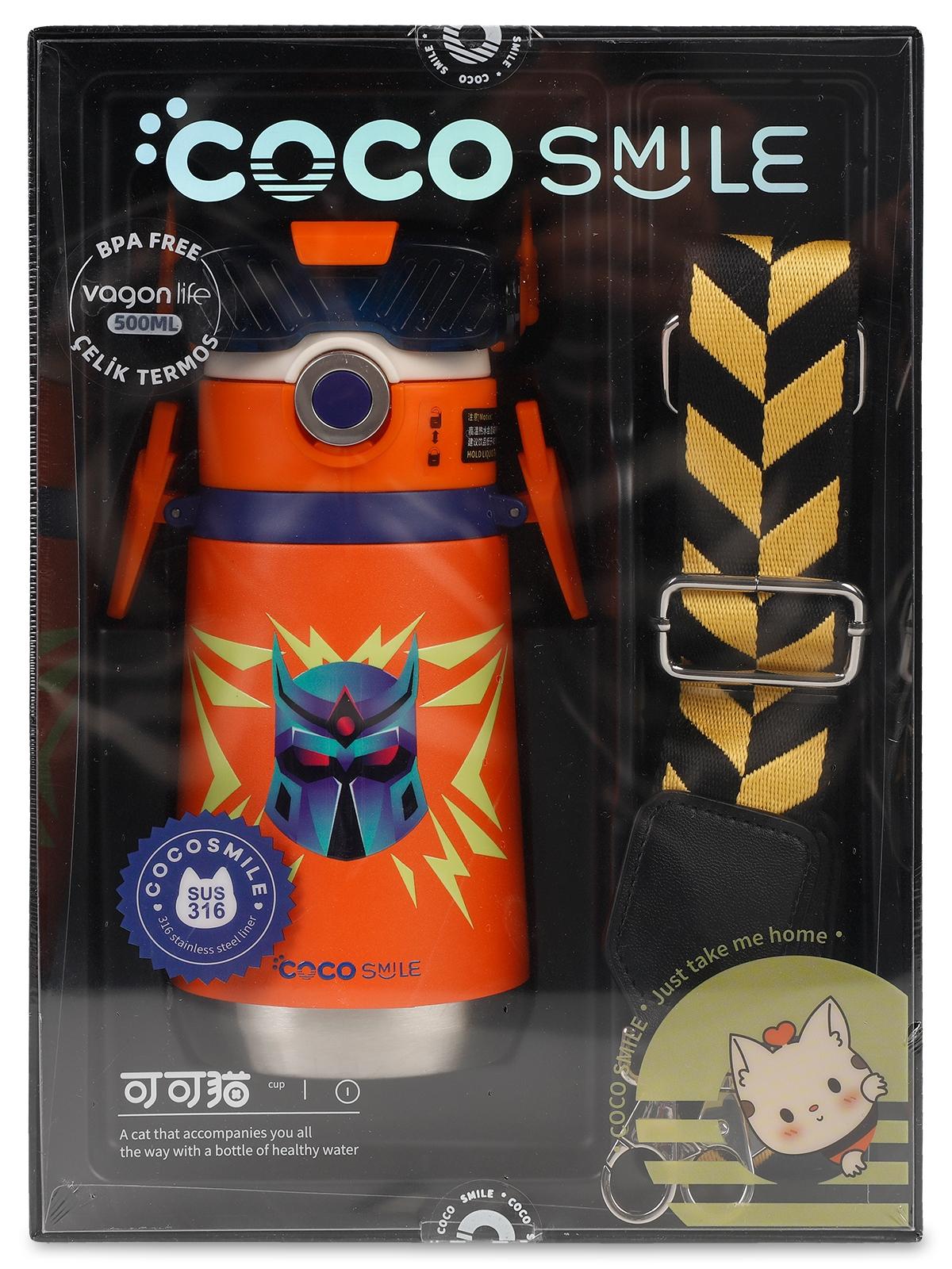 Vagonlife Cocosmile Pipetli Çelik Termos 500 ml Turuncu