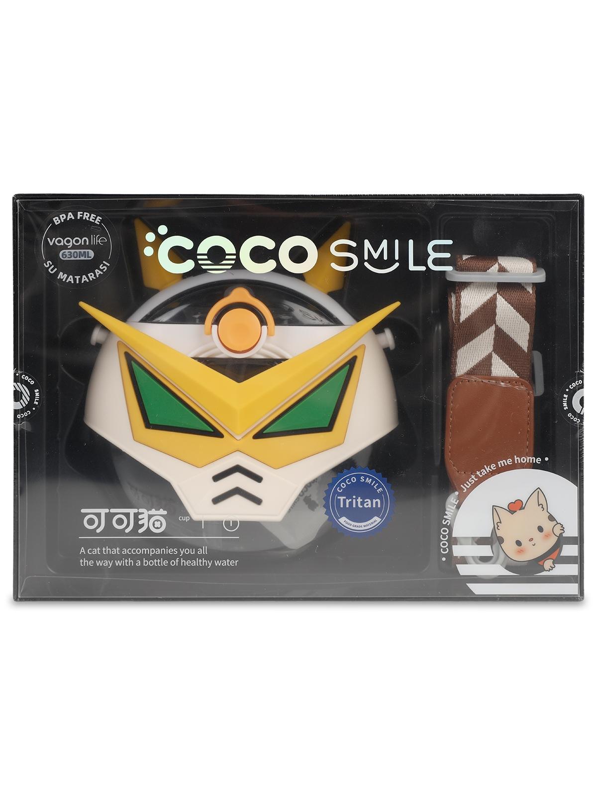 Vagonlife Cocosmile Robot Tema Kılıflı Tritan Çocuk Matarası 630 ml Beyaz
