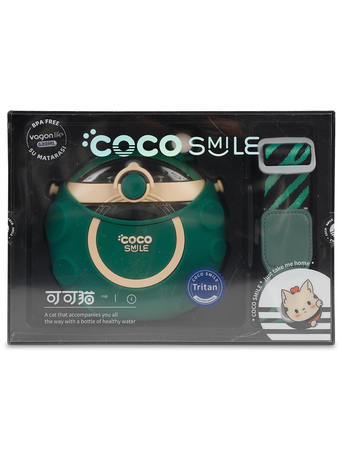 Vagonlife Cocosmile Uzay Tema Kılıflı Pipetli Tritan Çocuk Matara 630 ml Yeşil