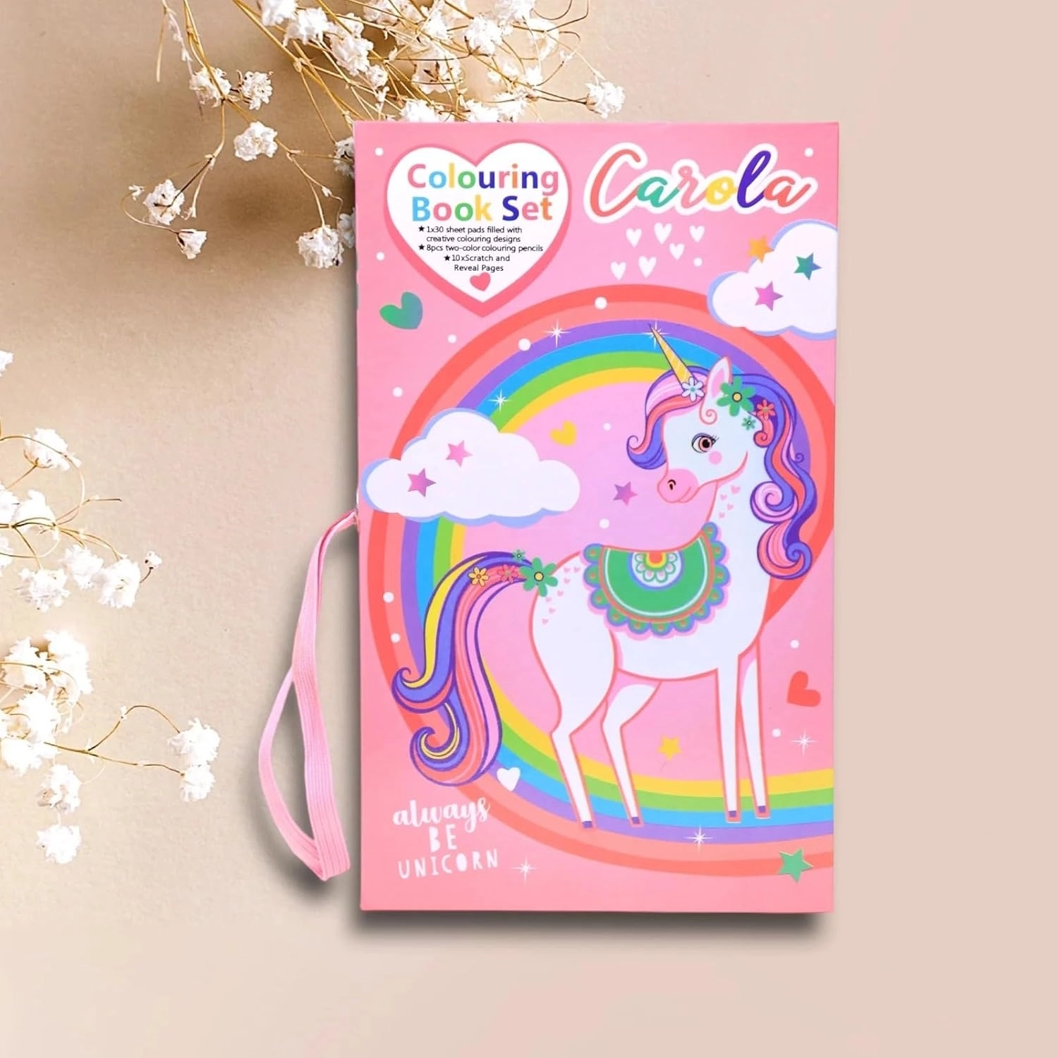 Çocuklar için Seyahat Boy Boyama ve Çizim Defteri Seti Unicorn