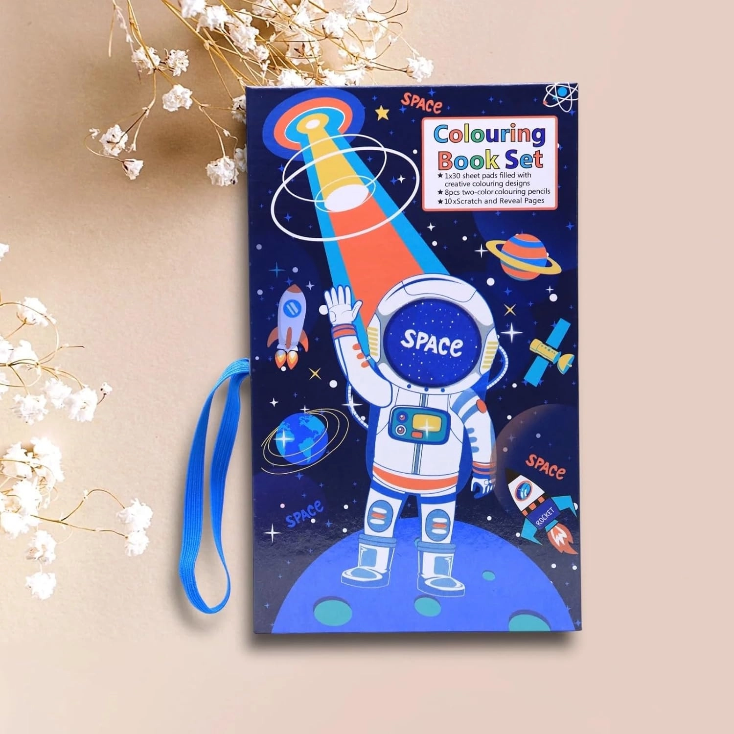 Çocuklar için Seyahat Boy Boyama ve Çizim Defteri Seti Astronot