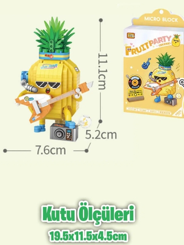 Vagon Life Loz Micro Block Serisi Gitarist Ananas Figürü Lego Seti 430 Parça Oyuncak Yapım Seti FFLZ-8847
