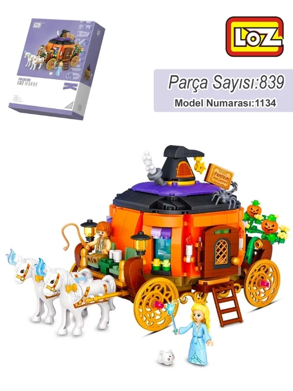 Vagon Life LOZ Creative Serisi Bal Kabağı Arabası Lego Seti 839 Parça Oyuncak Yapım Seti FFLZ-1134
