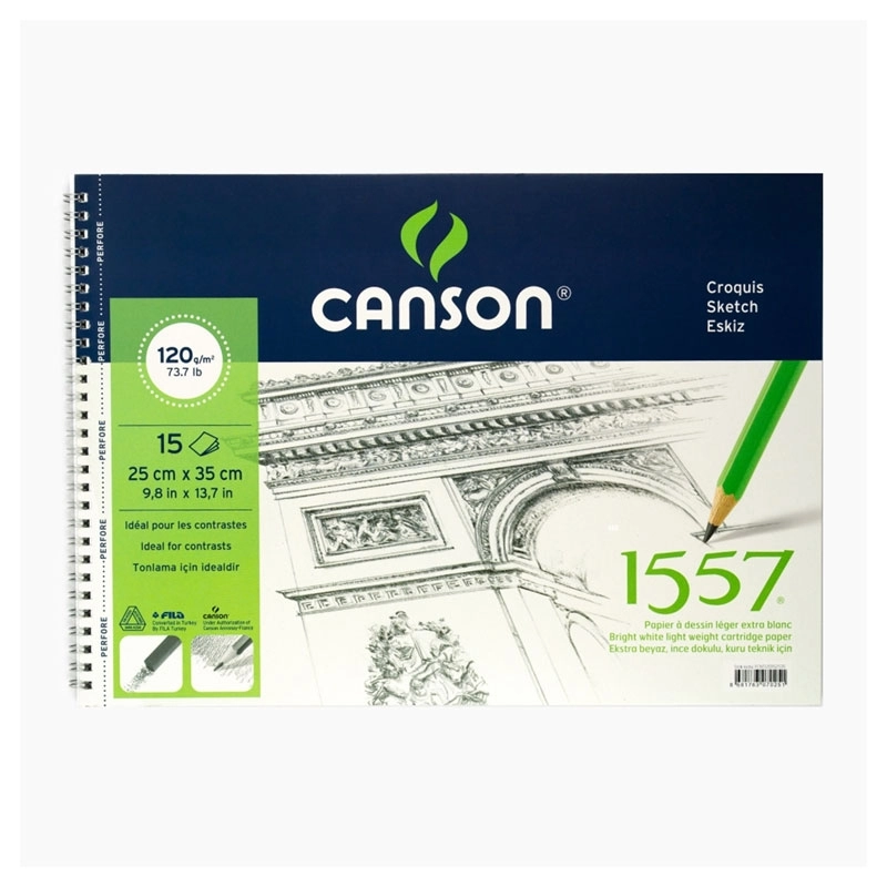 Canson 1557 Eskiz Çizim Defteri Spiralli 120 gr 15 Yaprak 25*35 cm