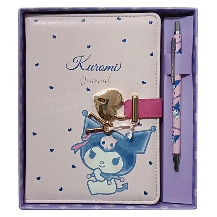 Victoria’s Journals Kuromi Hush Hush Kilitli Çizgili Defter ve Tükenmez Kalem Seti Kutulu 525-1966
