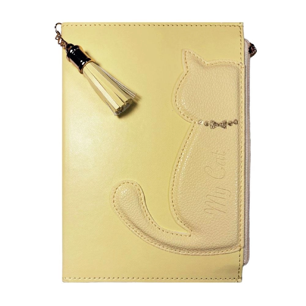 Victoria’s Journals Geçmeli Kedili Vegan Kapak 13x18cm Çizgili Defter Sarı 125-2125