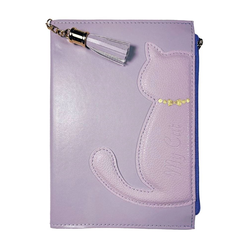 Victoria’s Journals Geçmeli Kedili Vegan Kapak 13x18cm Çizgili Defter Lila 125-2127