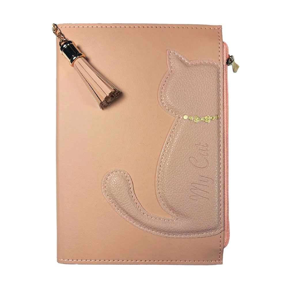 Victoria’s Journals Geçmeli Kedili Vegan Kapak 13x18cm Çizgili Defter Pudra 125-2126