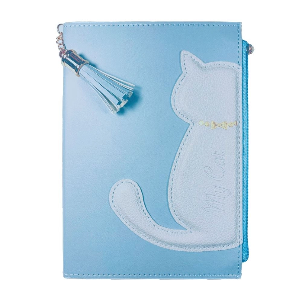 Victoria’s Journals Geçmeli Kedili Vegan Kapak 13x18cm Çizgili Defter Mavi 125-2128