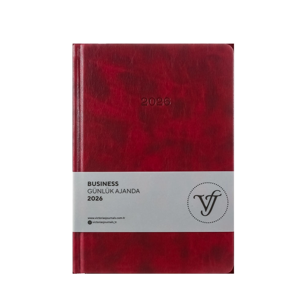 Victoria’s Journals Business Sert Kapak 17x24 2026 Günlük Ajanda Bordo 226-2375