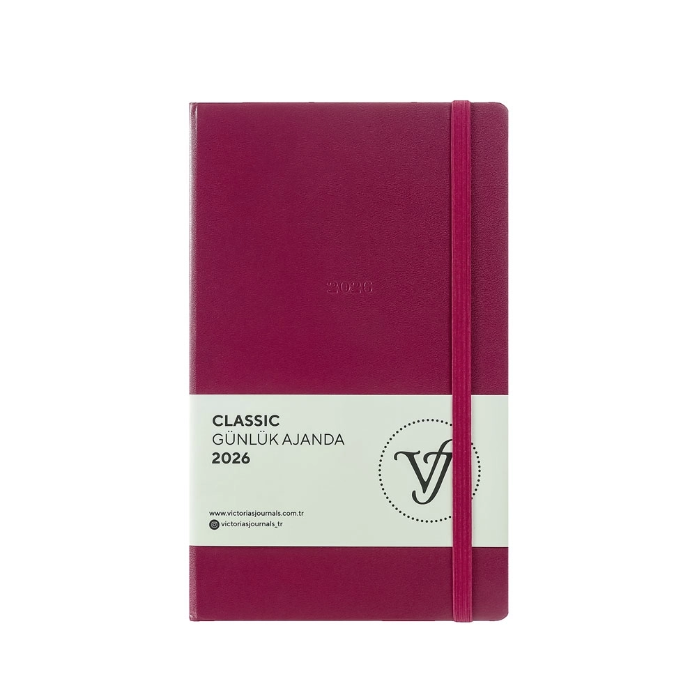 Victoria’s Journals Classic Sert Kapak 13x21 2026 Günlük Ajanda Kırmızı 226-2380