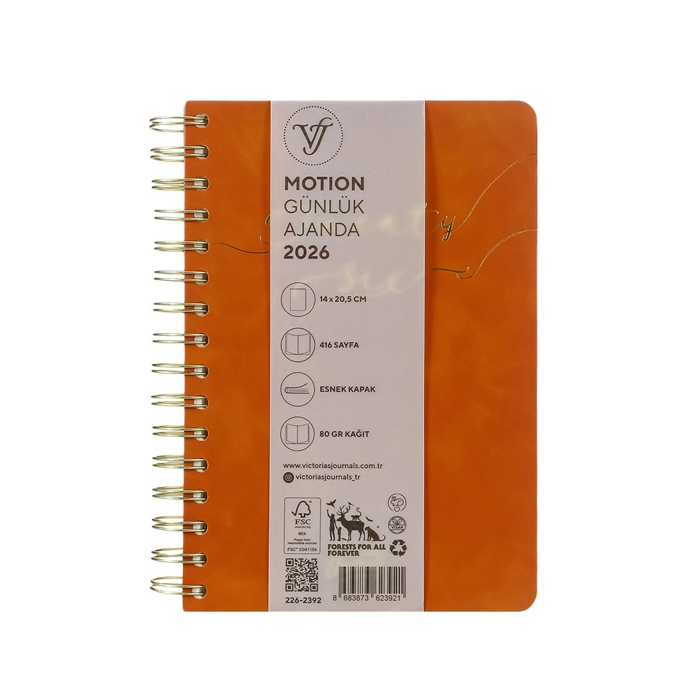 Victoria’s Journals Motion Esnek Kapak Spiralli A5 2026 Günlük Ajanda Lacivert 226-2393