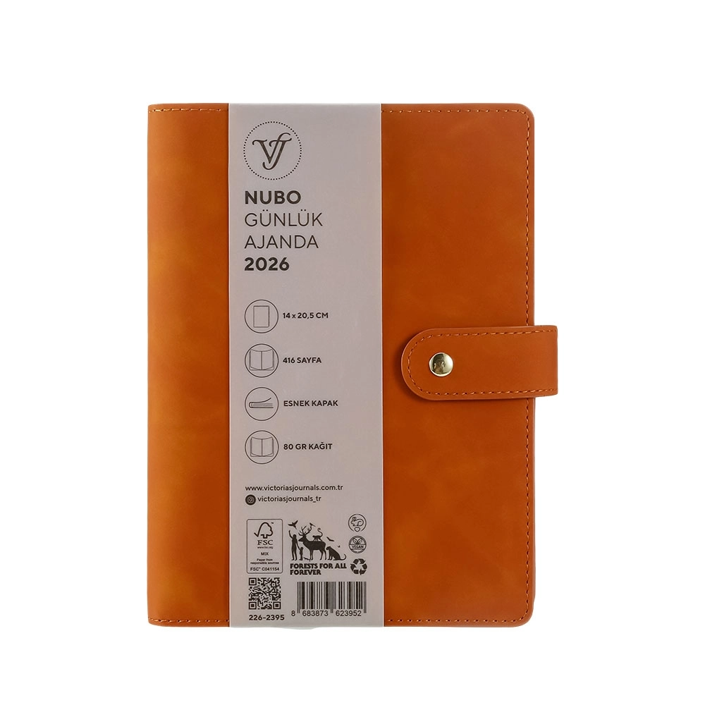 Victoria’s Journals Nubo Esnek Kapak A5 2026 Günlük Ajanda Taba 226-2395