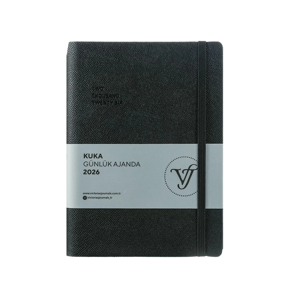 Victoria’s Journals Kuka Esnek Kapak A5 2026 Günlük Ajanda Siyah 226-2398