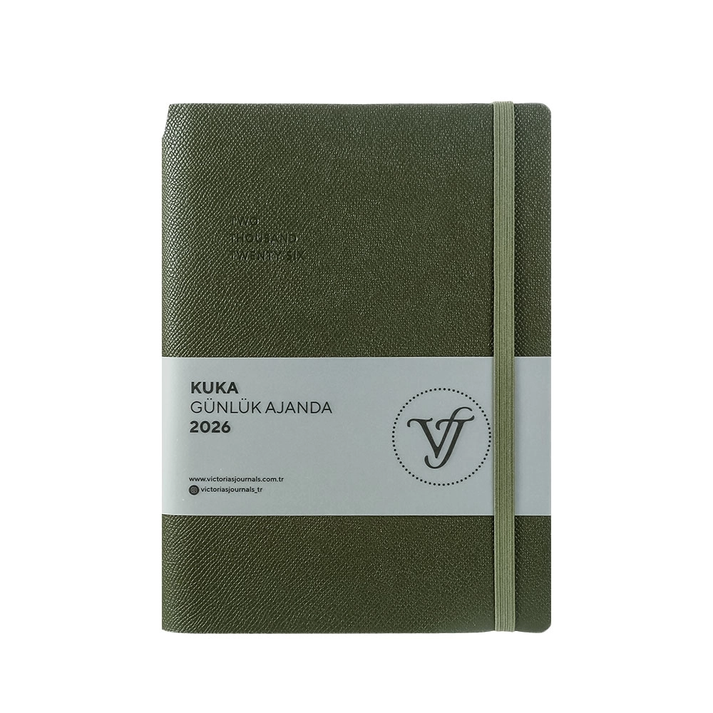 Victoria’s Journals Kuka Esnek Kapak A5 2026 Günlük Ajanda Haki Yeşil 226-2402