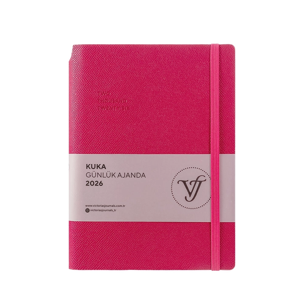 Victoria’s Journals Kuka Esnek Kapak A5 2026 Günlük Ajanda Fuşya 226-2407