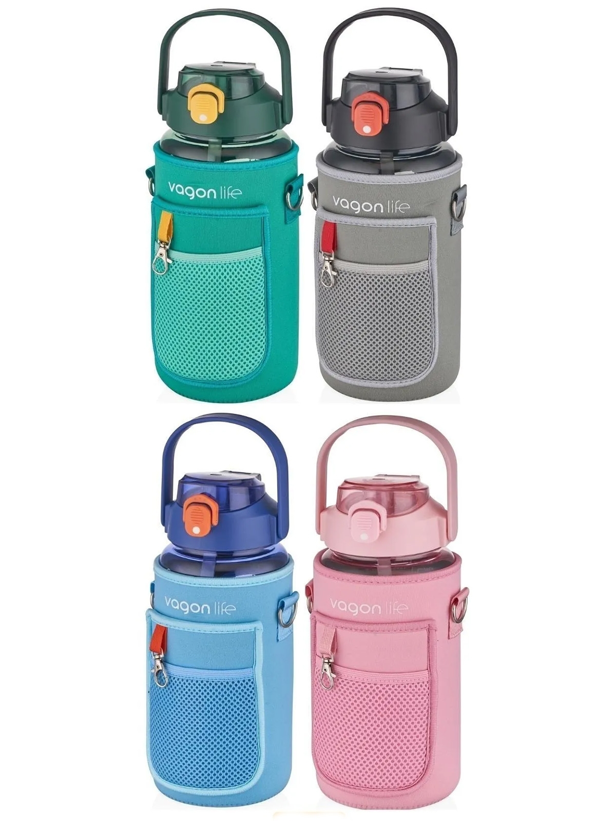 Vagonlife Tritan Kılıflı Pipetli Matara VGN2115 1500 ml Mavi
