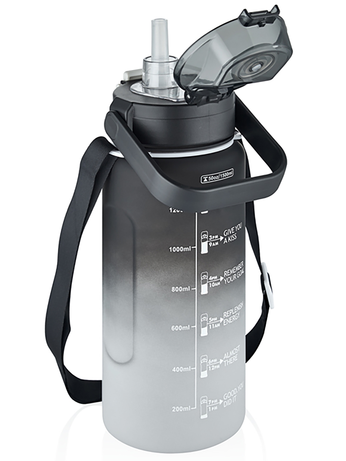  Vagonlife Tritan Pipetli Matara 1500 ml Siyah