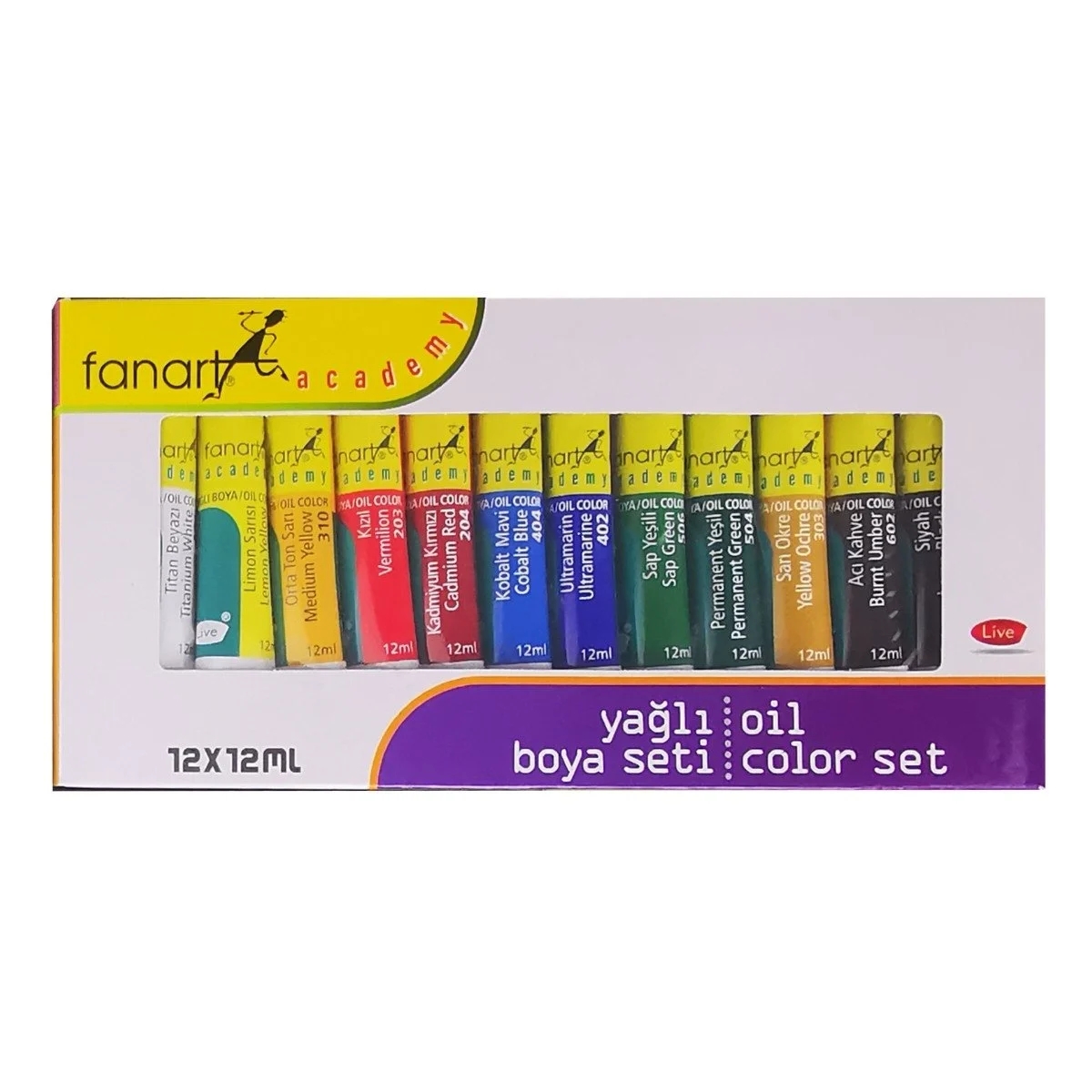 Fanart Academy Yağlı Boya Seti 12 Renk x 12ml Tüp Boya LV-F-1000.S12