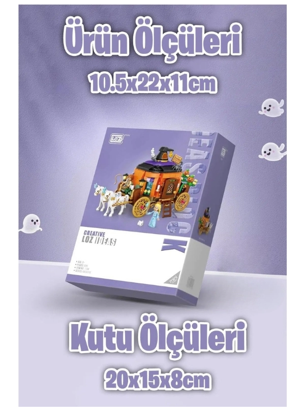 Vagon Life LOZ Creative Serisi Bal Kabağı Arabası Lego Seti 839 Parça Oyuncak Yapım Seti FFLZ-1134