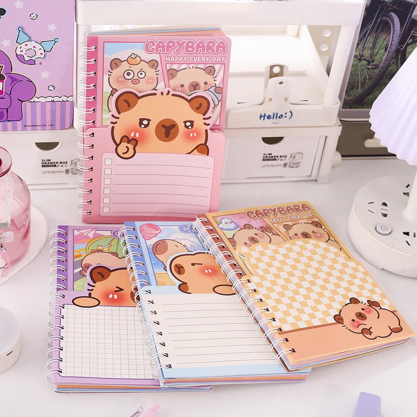Kawaii Capybara Spiralli Günlük, Not Defteri A5