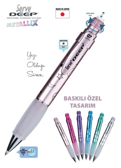 Serve Deep Versatil Kalem Metalik - Uzay Temalı Gri