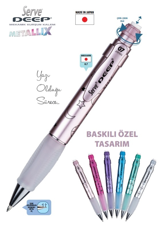 Serve Deep Versatil Kalem Metalik Uzay Temalı - Mor