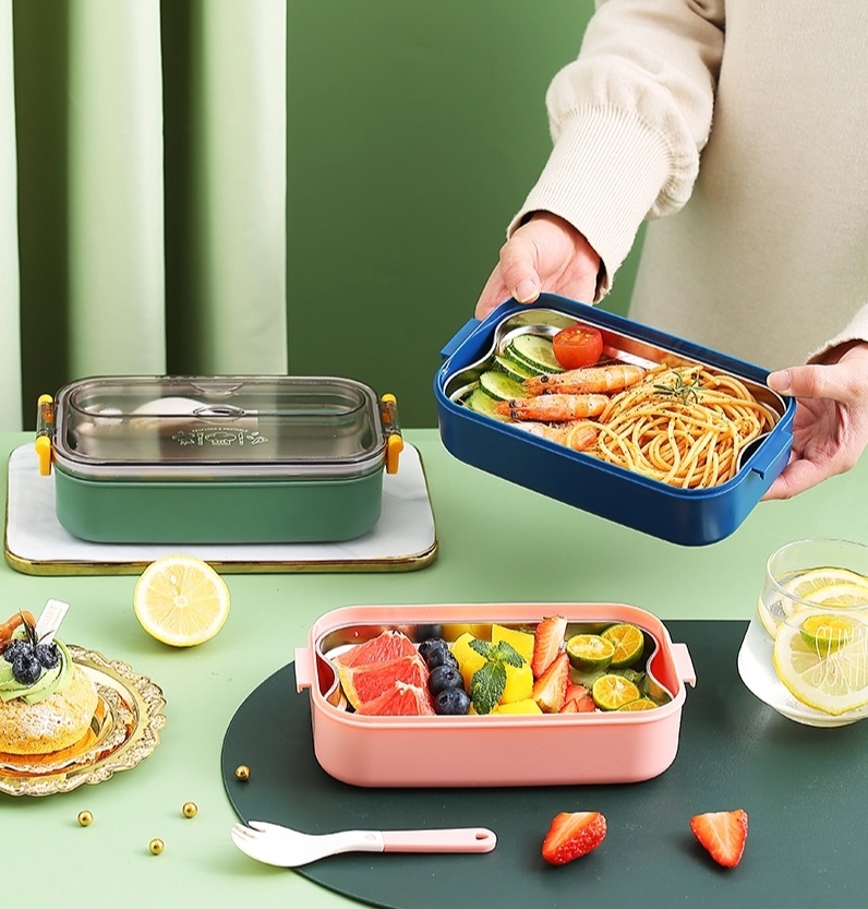 Vagonlife Çelik Yemek Kabı Tek Bölmeli Luch Box 700ml Pembe