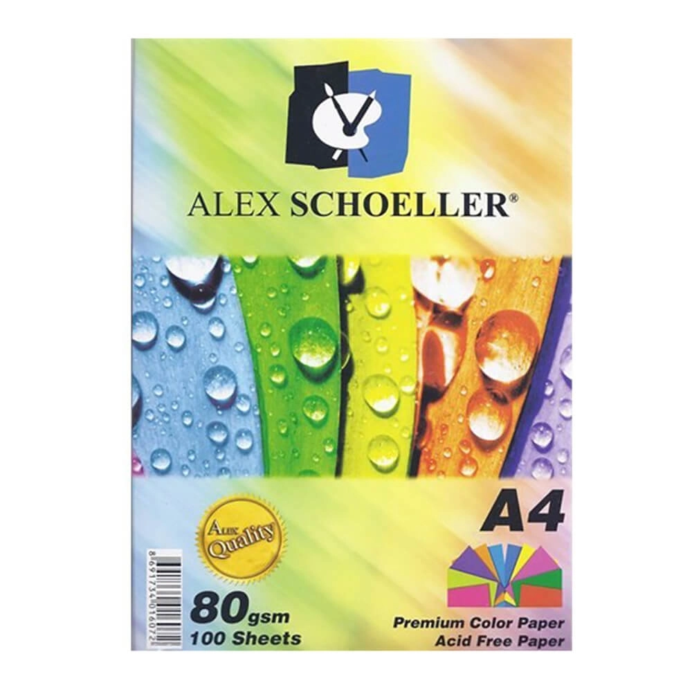 Alex Schoeller A4 Renkli Çizgisiz Kağıt / Fotokopi Kağıdı 5 Renk - 50 Adet ALX-621
