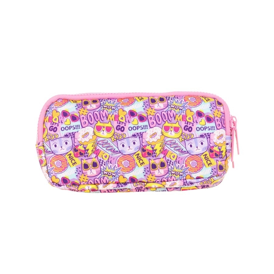 Kaukko Kids&Love 3 Bölmeli Cute Face Cat Kalem Çantası