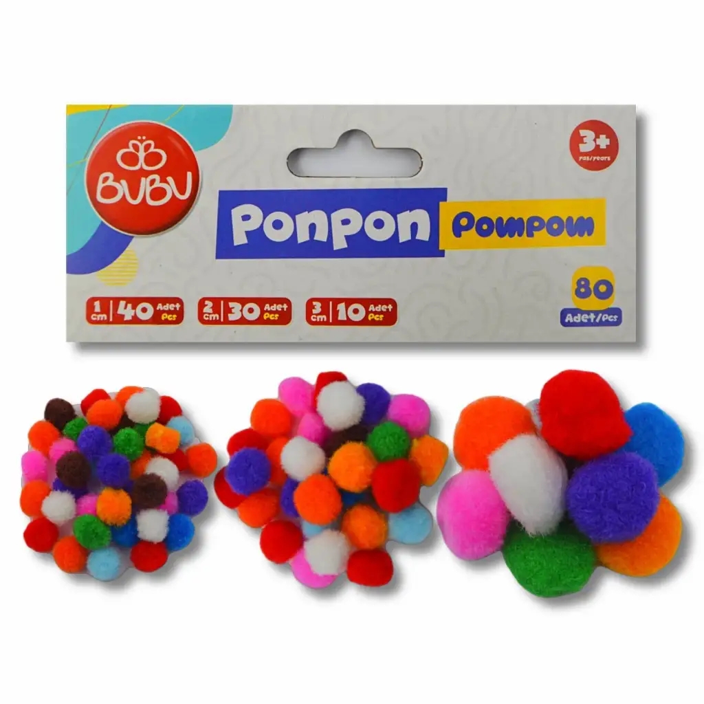 Bubu Pon Pon Seti 1cm-2cm-3cm 80 Adet Hs-0025