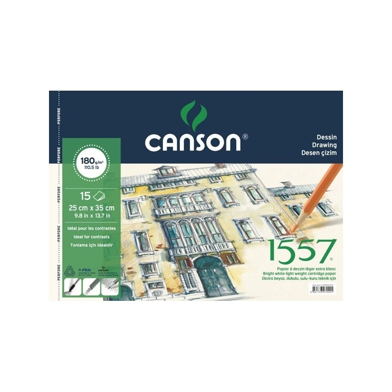 Canson 1557 Dessin Resim Ve Çizim Defteri Spiralli 180 gr. 25x35 cm. 15 Sayfa