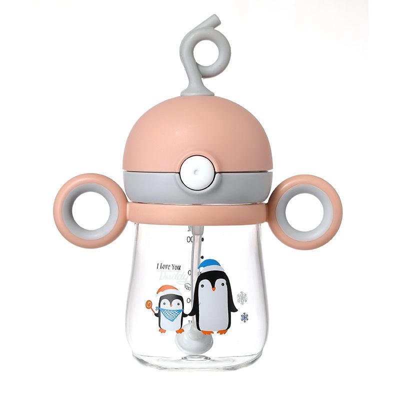 Vagon Life Rovco Penguen Desenli Silikon Pipetli Matara +6 Ay 220 ml Pembe Gri B1030