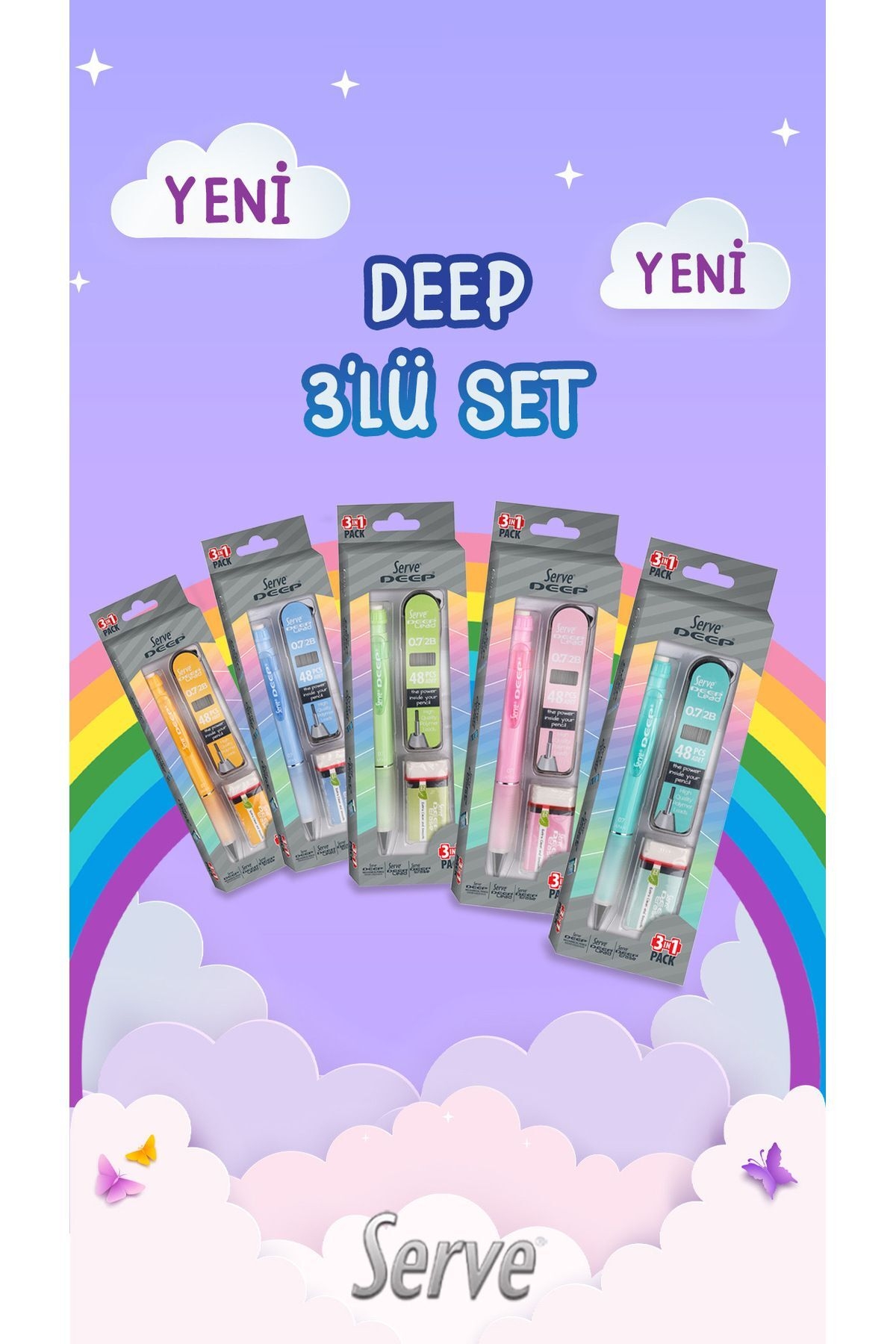 Serve Deep 3lü Okul Seti Su Yeşili SV-DEEP3SETNY 