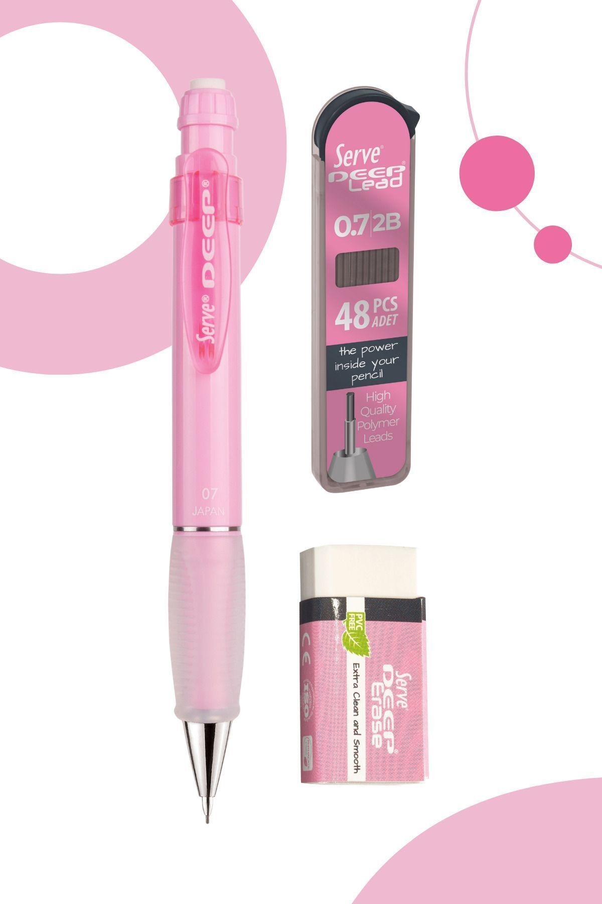 Serve Deep 3lü Okul Seti Şeker Pembe SV-DEEP3SETSP