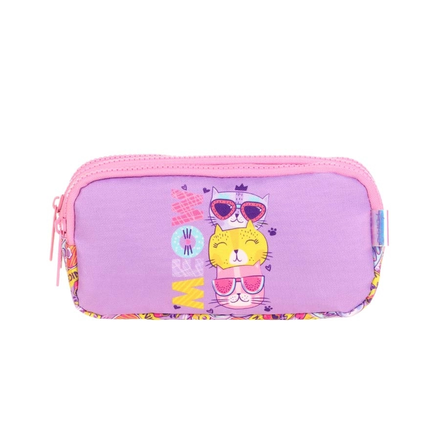 Kaukko Kids&Love 3 Bölmeli Cute Face Cat Kalem Çantası