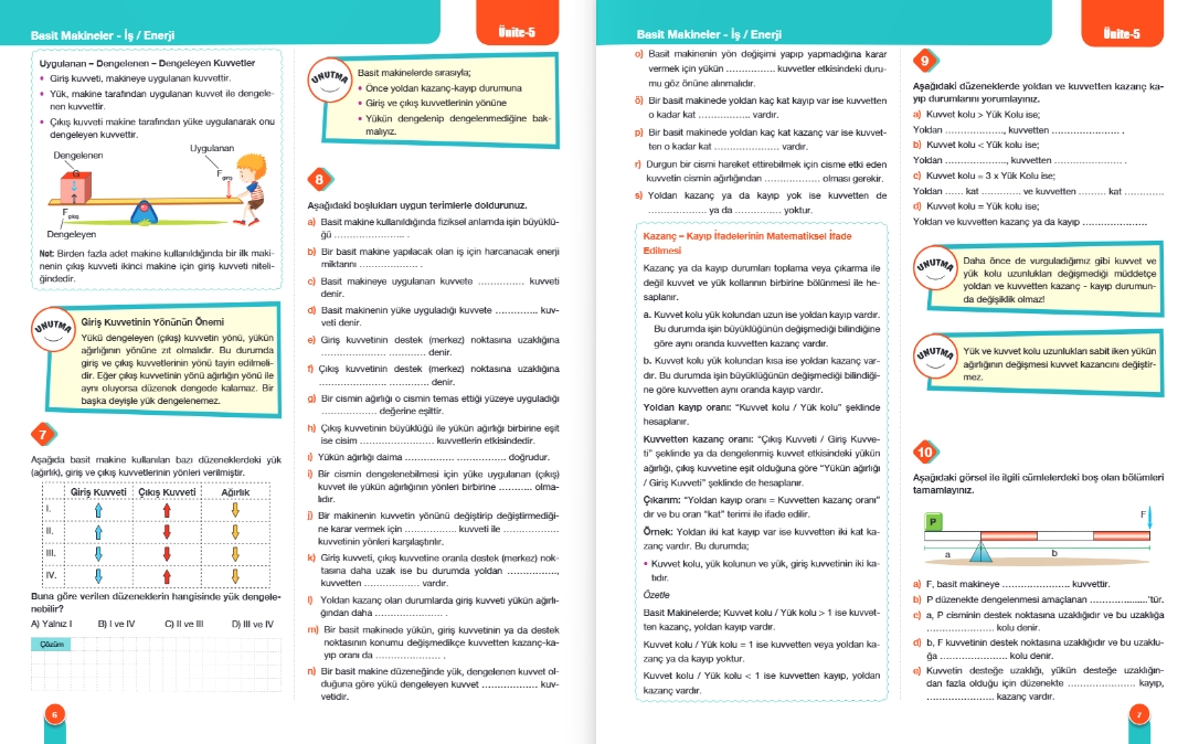 FENOMEN 8 FEN BİLİMLERİ 5.FASİKÜL (BASİT MAKİNELER)