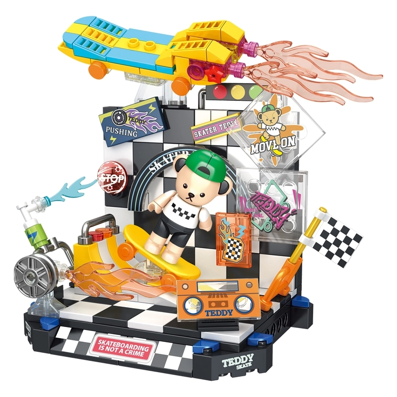 Vagon Life Panlos Ayıcık Serisi Park Kaykay 227 Parça Lego Seti Block Oyuncak VGN P881002
