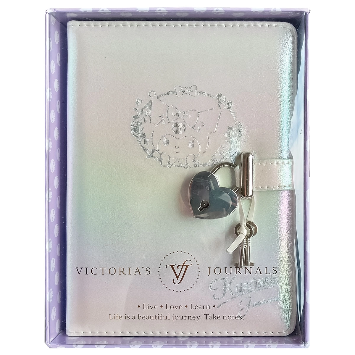 Victoria’s Journals Kuromi Hush Hush Kilitli Çizgili  Metalik Defter Not Defteri Günlük 525-1928