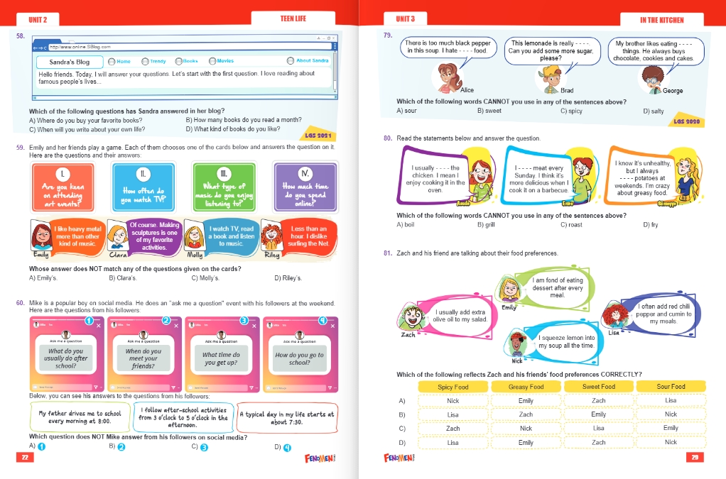 FENOMEN 8 İNGİLİZCE LGS ÇIKMIŞ SORULAR VE İKİZ SORULARI (2018-2024)
