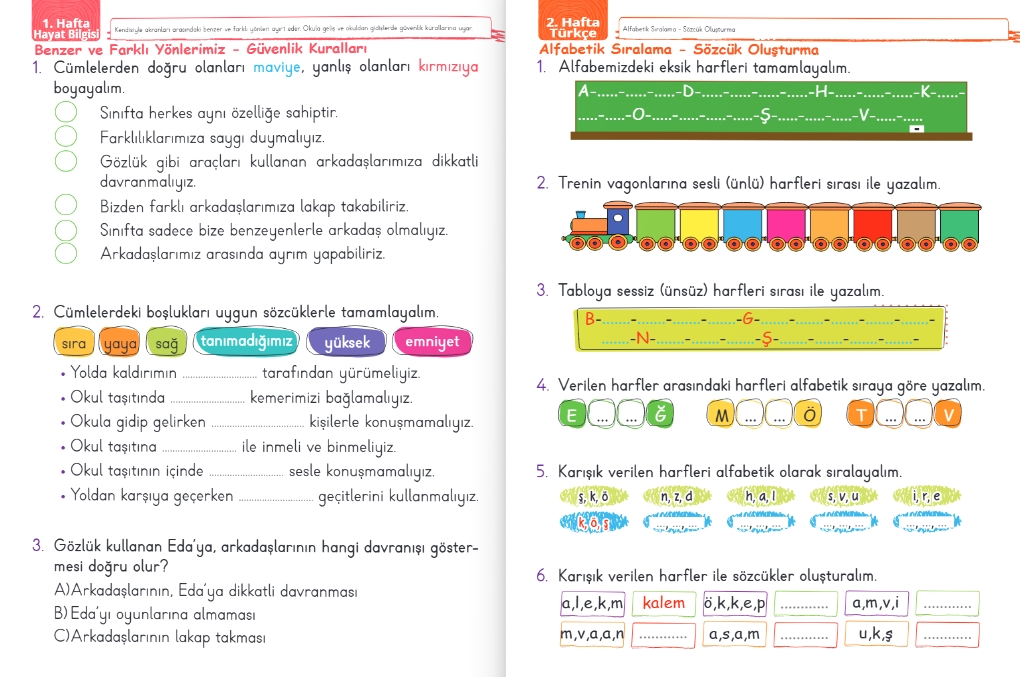 Fenomen Çocuk 1.sınıf 1 Haftalık Tekrar Föyleri