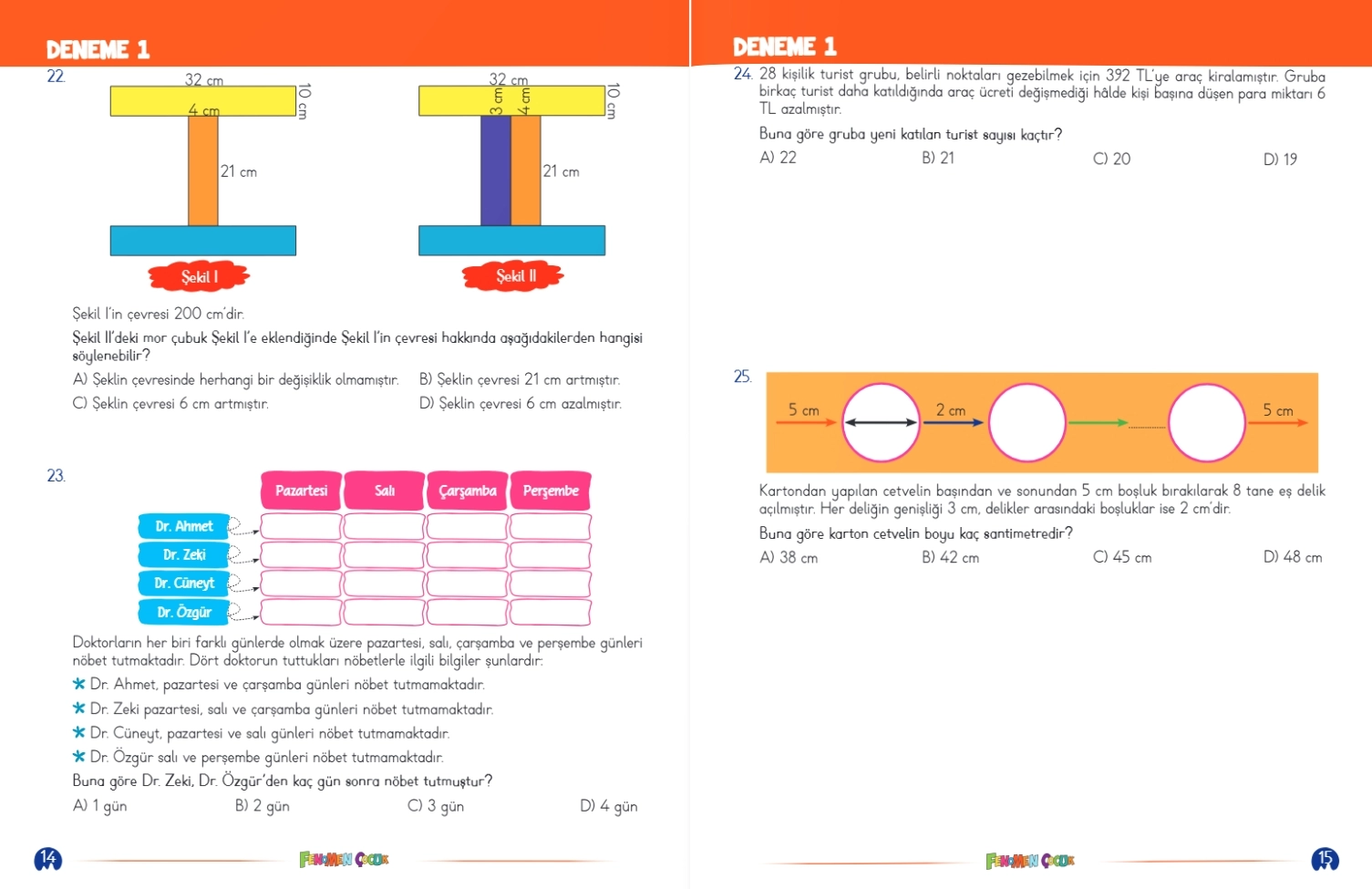 Fenomen Çocuk 4. Sınıf Ezber Bozan Matematik Denemeleri 
