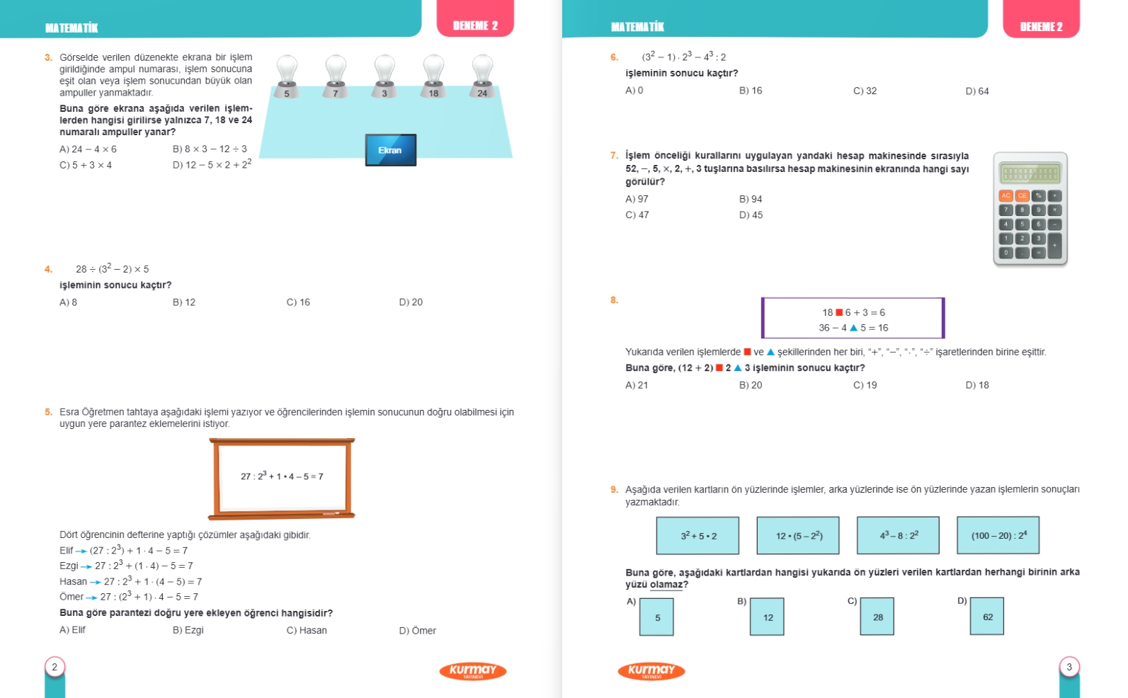 Fenomen 6 Matematik Haftalık Kazanım Kavrama Denemeleri KKD