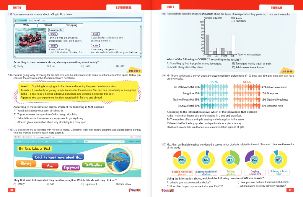 FENOMEN 8 İNGİLİZCE LGS ÇIKMIŞ SORULAR VE İKİZ SORULARI (2018-2024)