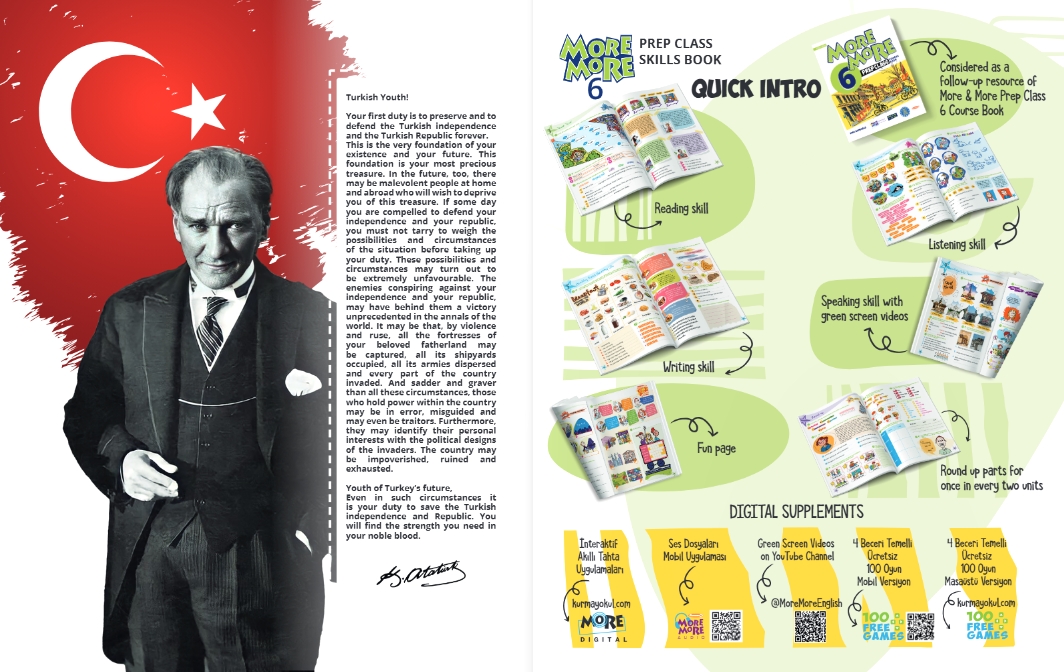 6. Sınıf More & More Prep Class Course Book & Skills Book ( Reading & Writing & Listening & Speaking ) ( 2 Kitap )