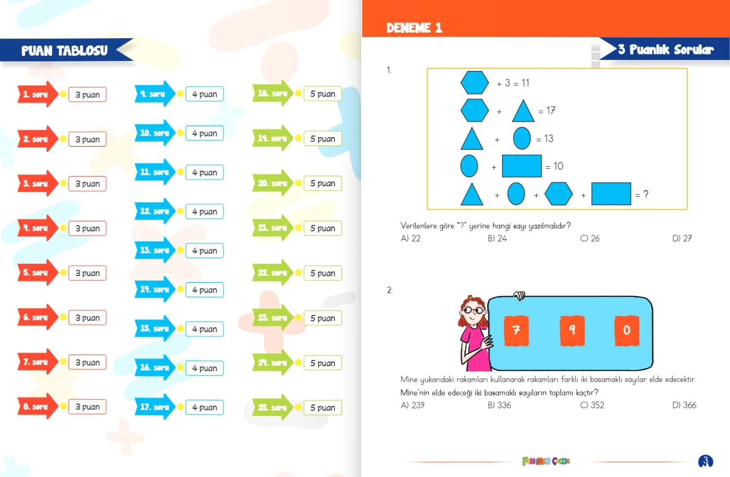 Fenomen Çocuk 4. Sınıf Ezber Bozan Matematik Denemeleri 