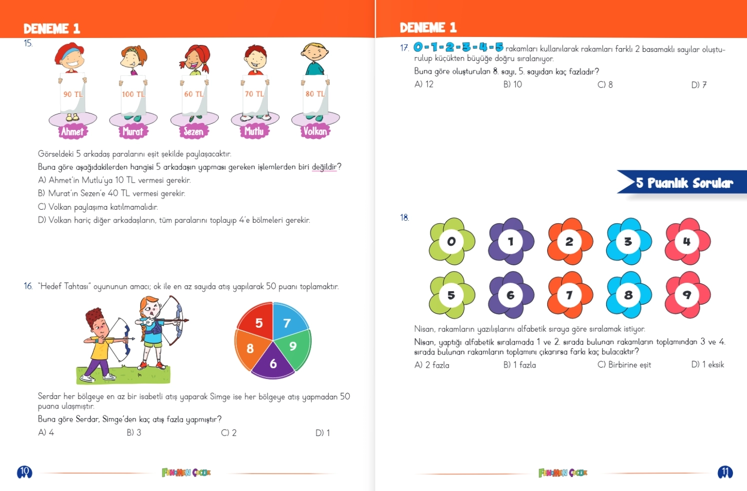 Fenomen Çocuk 4. Sınıf Ezber Bozan Matematik Denemeleri 