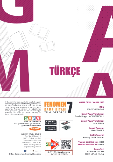 FENOMEN 7 KAMP KİTABI 1.DÖNEM TÜM DERSLER SORU BANKASI