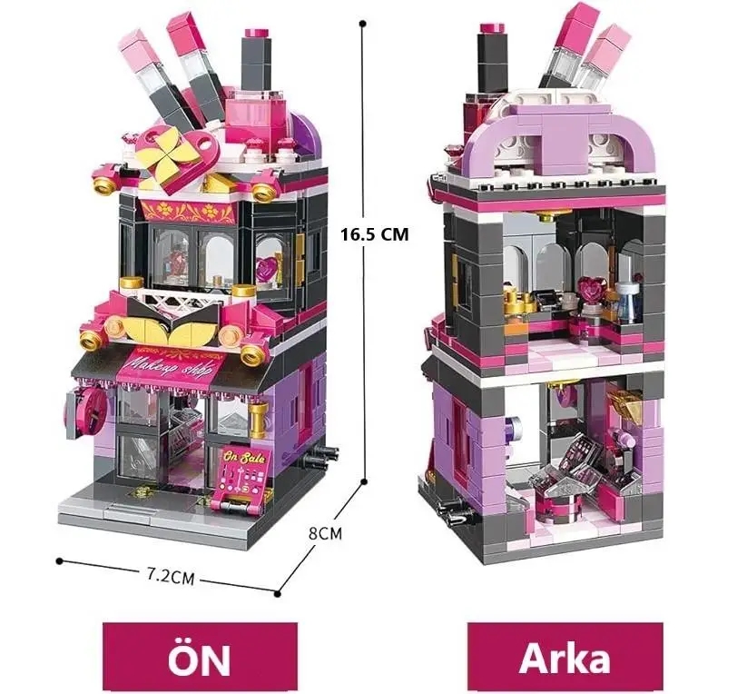 Vagonlife Keeppley City Corner Trendy Cosmetics Store Kozmetik Mağazası Hediyelik Dekorasyon Yapı Blokları Oyuncak Seti KP0103