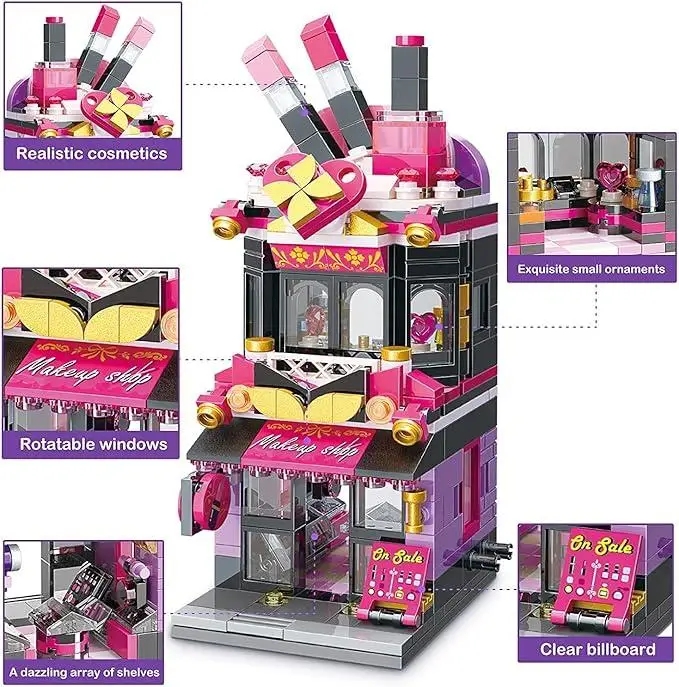 Vagonlife Keeppley City Corner Trendy Cosmetics Store Kozmetik Mağazası Hediyelik Dekorasyon Yapı Blokları Oyuncak Seti KP0103